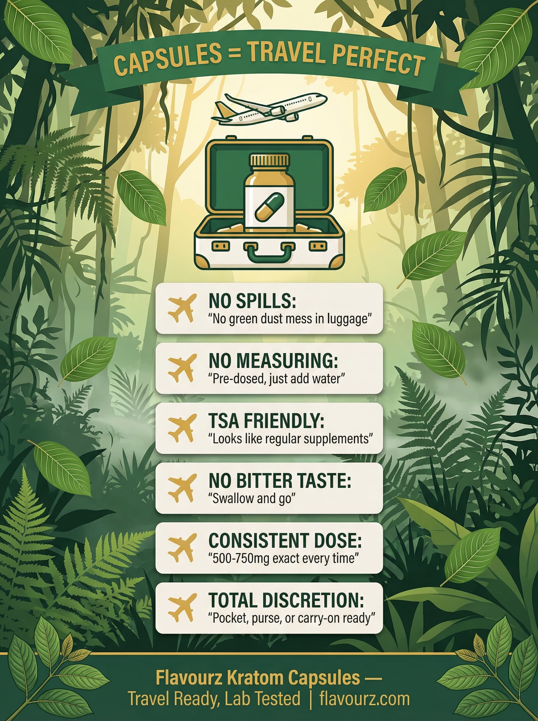 infographic for White Maeng Da Why Capsules Are Perfect for Travel